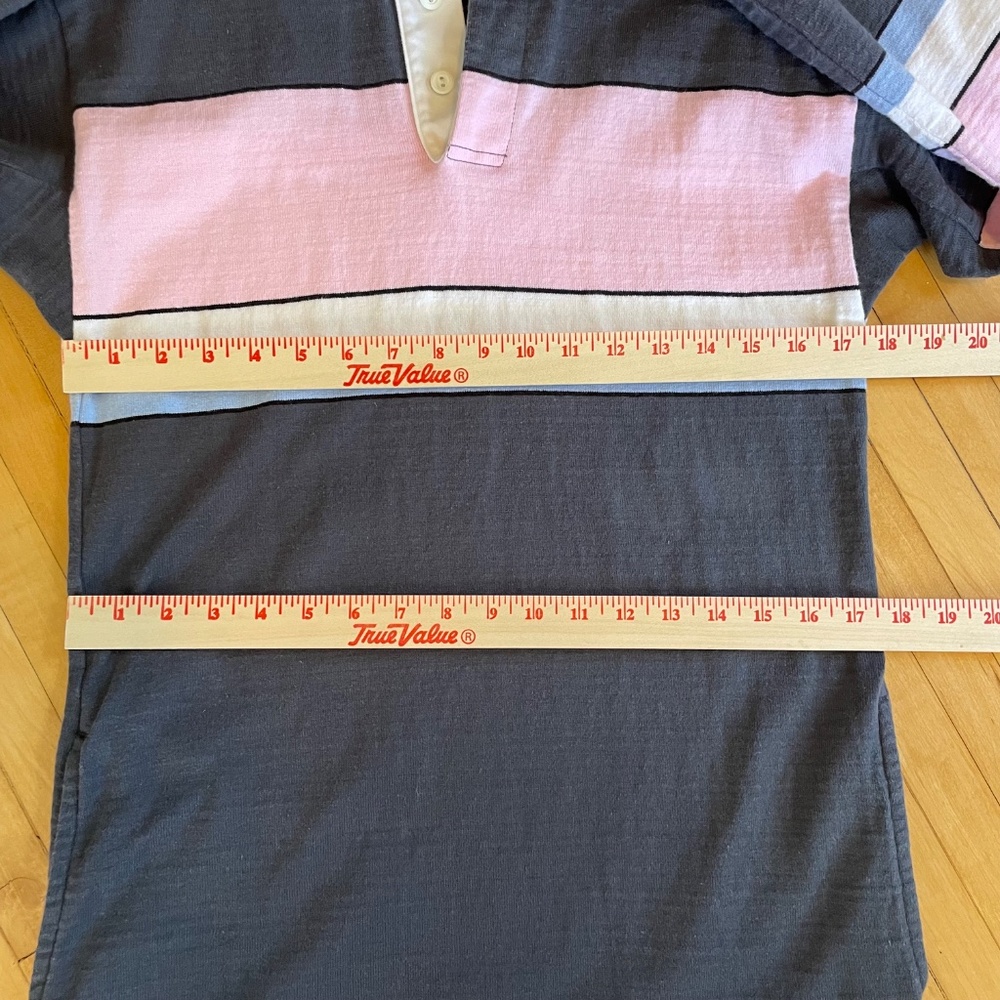 LANDS' END Vintage Y2K Rugby Jersey Midi Maxi Dress Pockets Varsity Striped - Picture 9 of 10